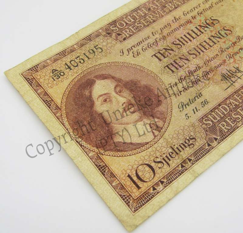 MH de Kock Ten Shillings 1956 - E/A - A130 - VF