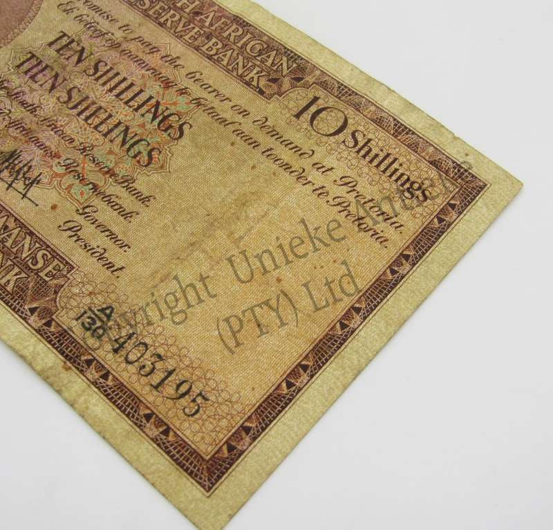 MH de Kock Ten Shillings 1956 - E/A - A130 - VF