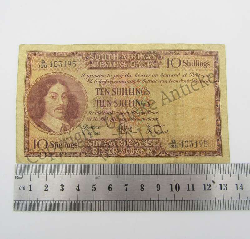 MH de Kock Ten Shillings 1956 - E/A - A130 - VF