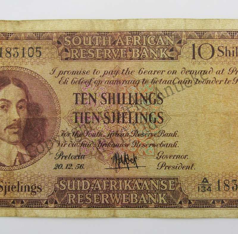 MH de Kock Ten Shillings 1956 - E/A - A134 - VF