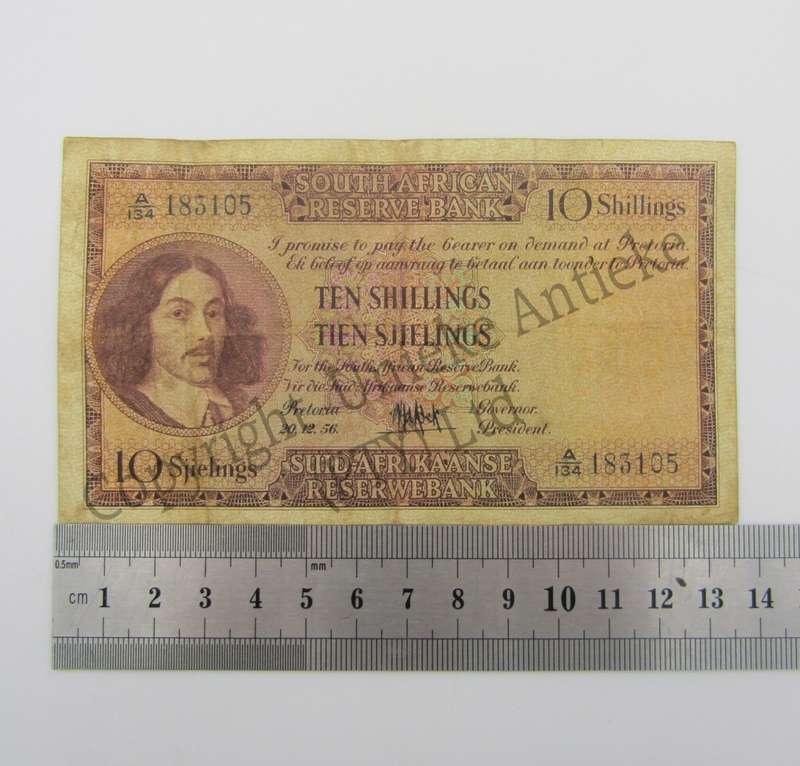 MH de Kock Ten Shillings 1956 - E/A - A134 - VF