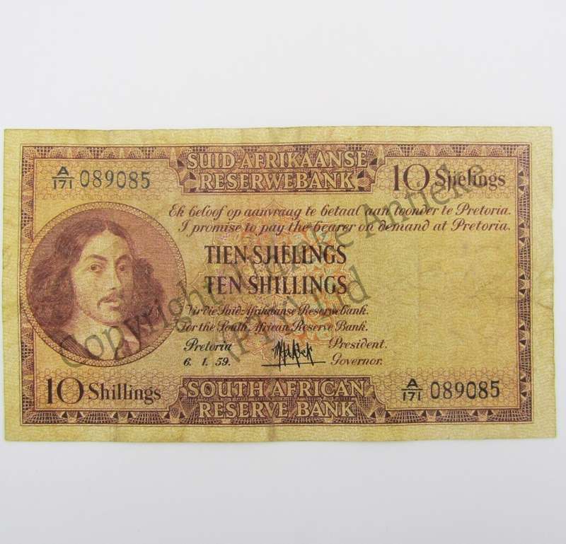 MH de Kock Ten Shillings 1959 - A/E - A171 - VF