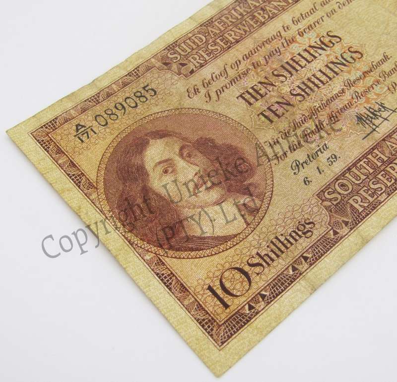 MH de Kock Ten Shillings 1959 - A/E - A171 - VF