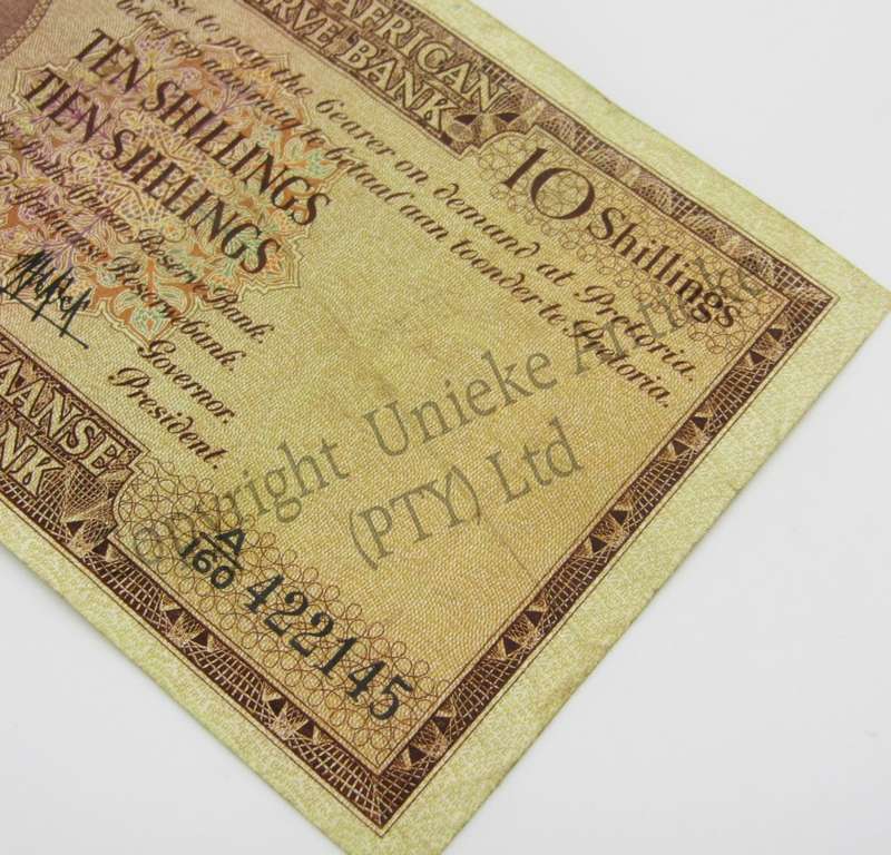 MH de Kock Ten Shillings 1958 - E/A - A160 - VF