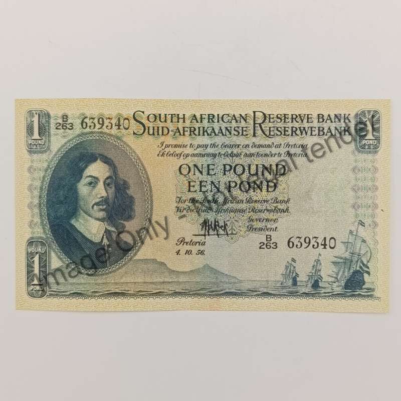 MH de Kock one pound 4-10-56 - B263 - E/A - UNC with slight dent