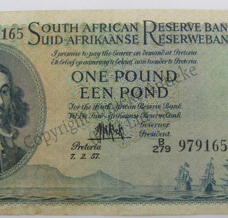 MH de Kock one pound 7-2-57 - B279 - EF