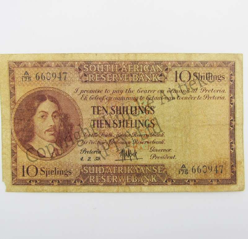 MH de Kock Ten Shillings 1959 - E/A - A175 - AVF