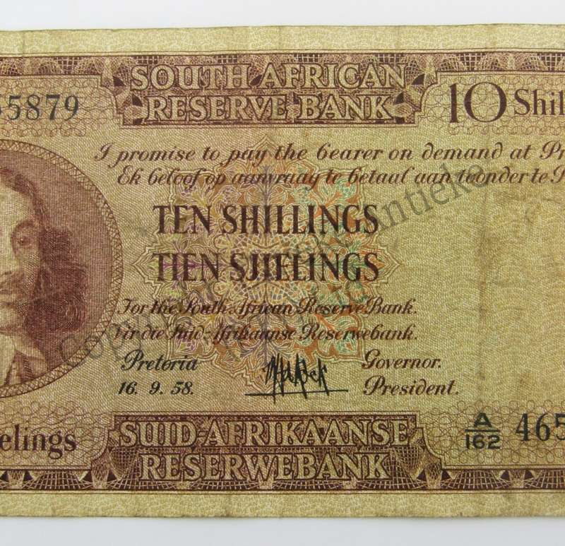 MH de Kock Ten Shillings 1958 - E/A - A162 - aVF