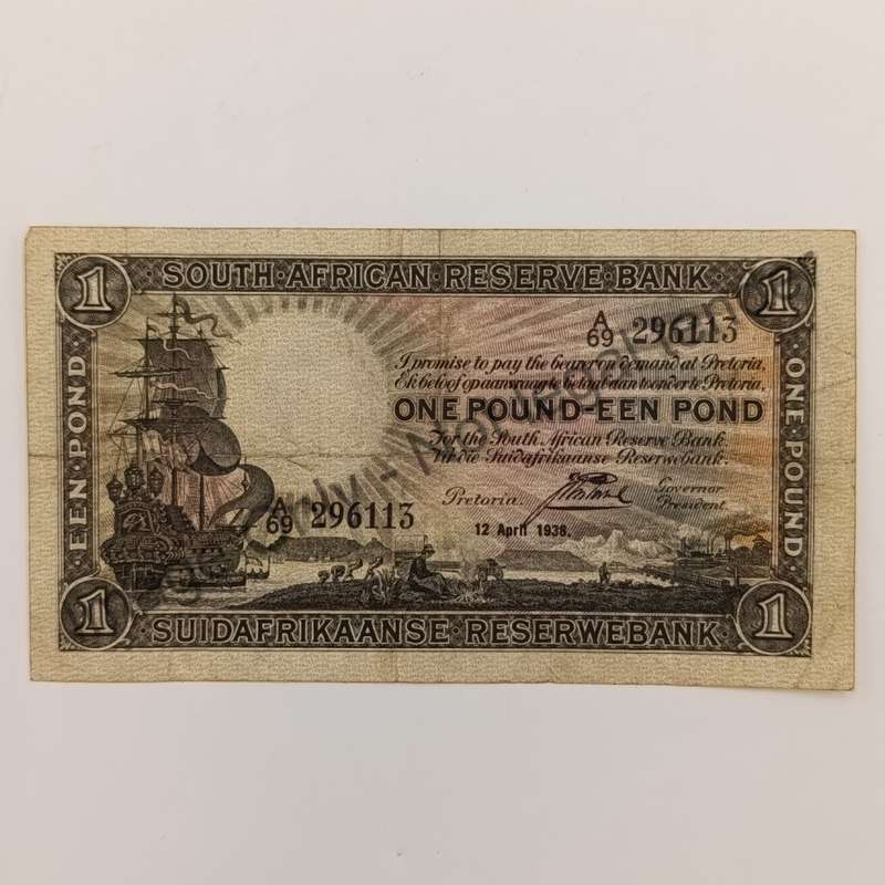 Postmus one pound 12 April 1938 - A69 - VF+