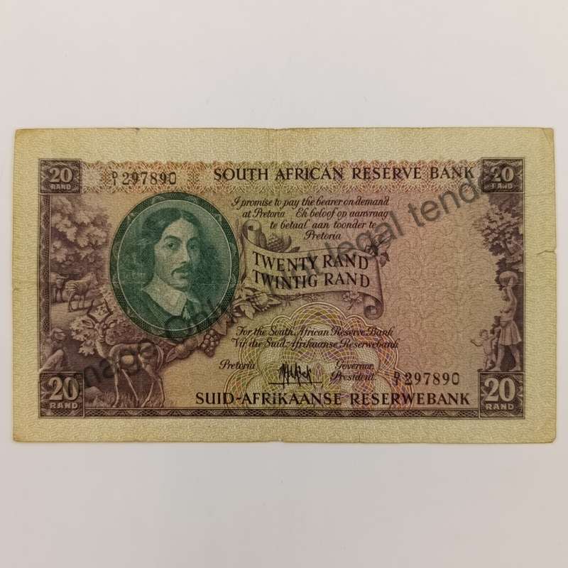MH de Kock Twenty rand banknote D1 small tears & folds
