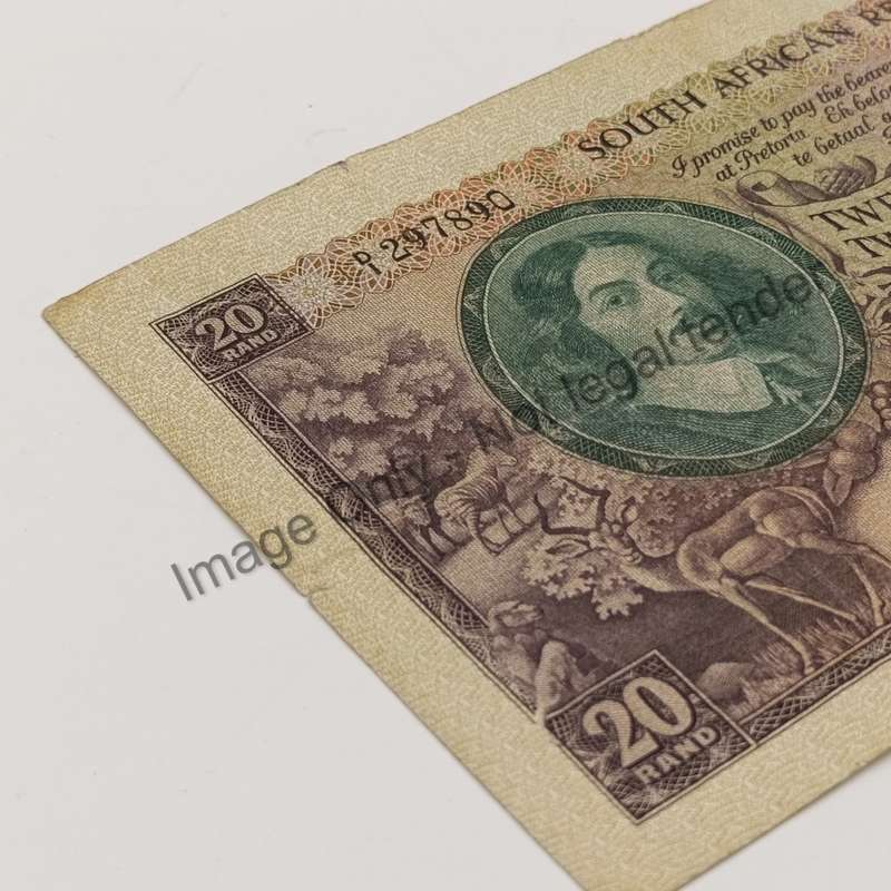 MH de Kock Twenty rand banknote D1 small tears & folds