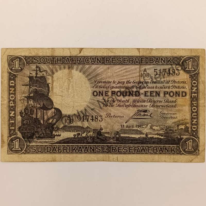 Postmus 17 April 1947 black one pound banknote