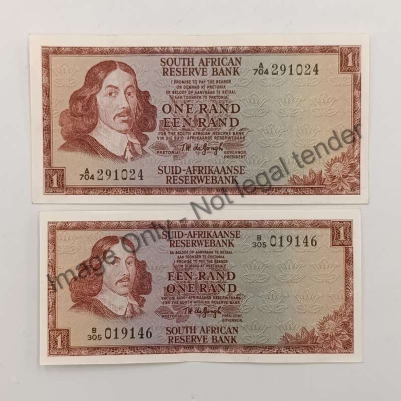 Full set of TW de Jongh - all years R1 notes 1967, 1972, 1973 & 1975 all 3 Issues