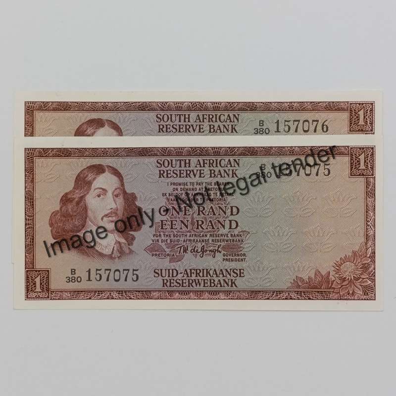TW de Jongh 3rd Issue R1 notes with consecutive numbers uncirculated