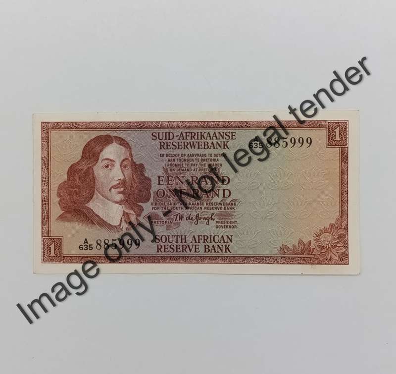 TW de Jongh Lot of 3x R1 banknotes 1st,2nd and 3rd issues all starting with 8 and ending with 9