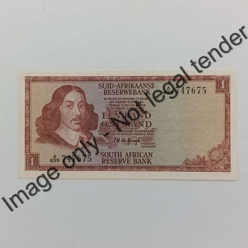 TW de Jongh lot of 4 R1 banknotes from 1967, 1972, 1973, 1975 covering Ist, 2nd, 3rd Issues
