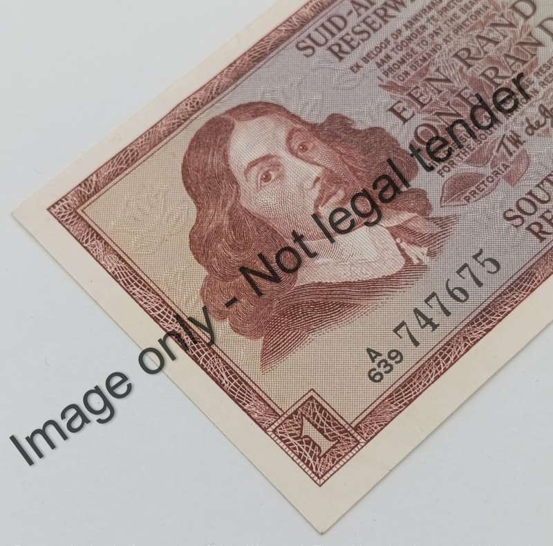 TW de Jongh lot of 4 R1 banknotes from 1967, 1972, 1973, 1975 covering Ist, 2nd, 3rd Issues