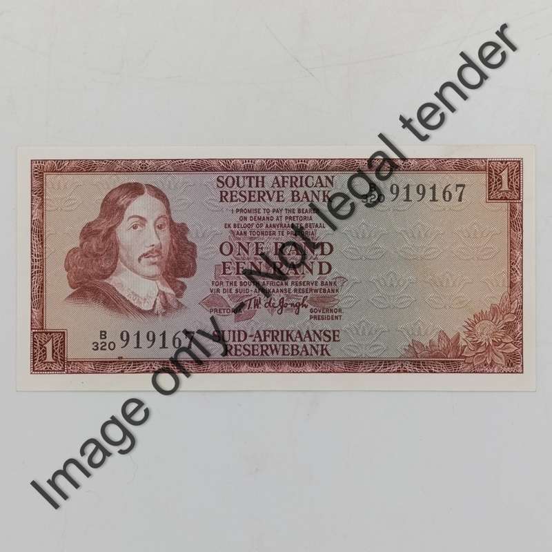TW de Jongh 1st, 2nd & 3rd Issues R1 banknotes from 1967, 1972, 1973 & 1975