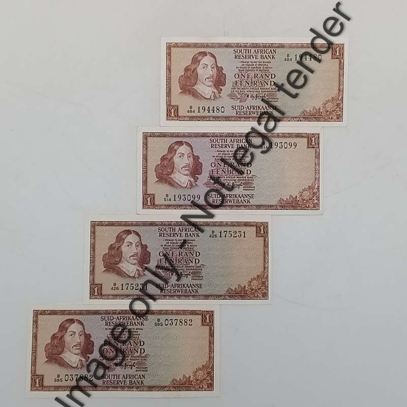 TW de Jongh 3rd Issue - Lot of 9 uncirculated R1 banknotes