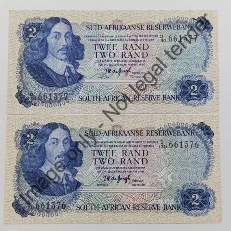 TW de Jongh 2nd Issue uncirculated R2 pair with consecutive numbers D130