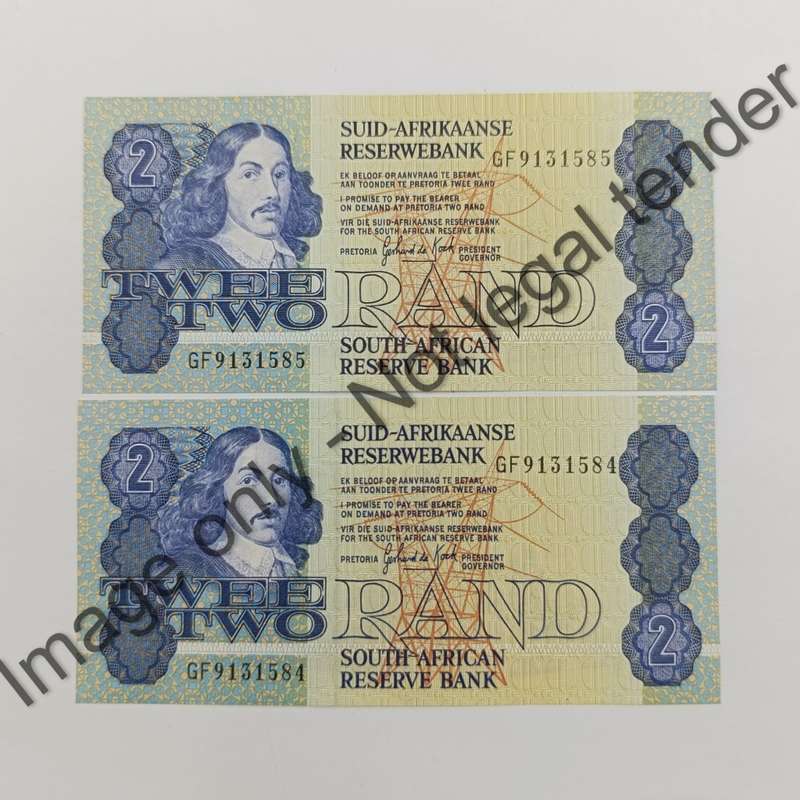 GPC de Kock 3rd issue Pair of uncirculated R2 banknotes with consecutive numbers