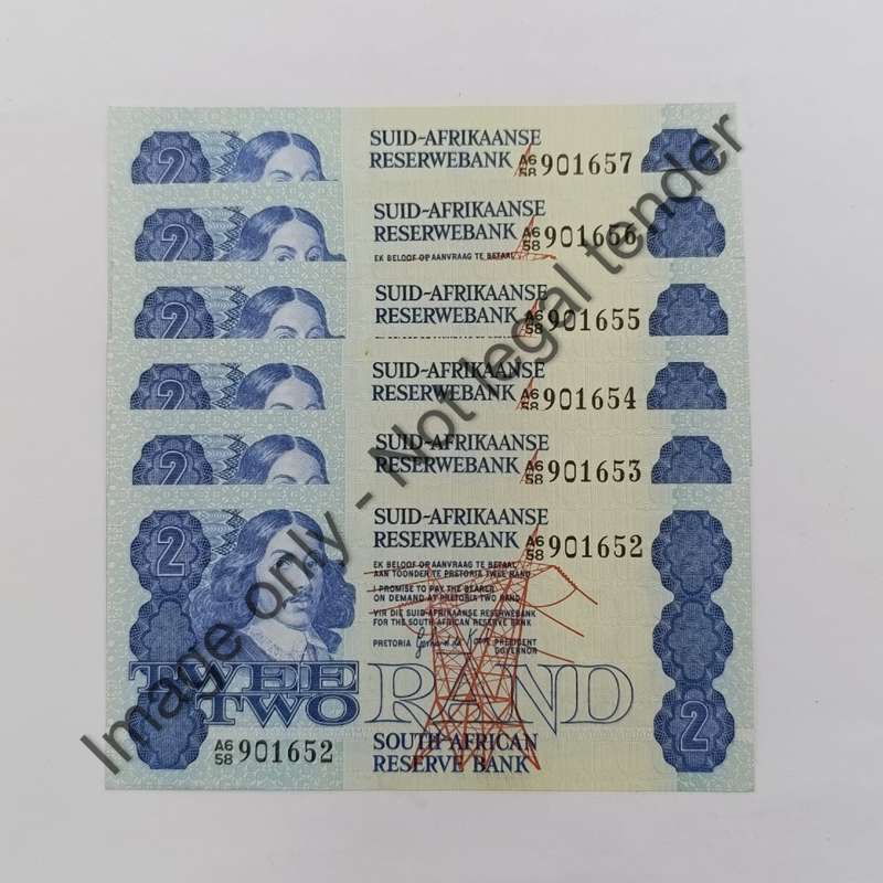 GPC de Kock 2nd issue Lot of 6 uncirculated banknotes of 1981 with consecutive numbers A6/58