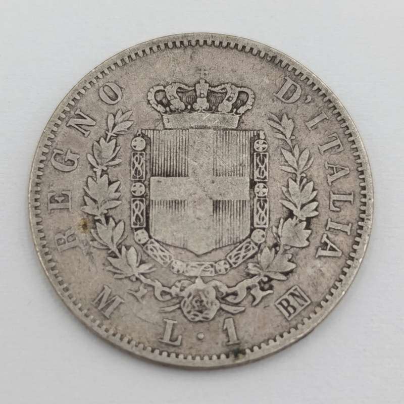 1863 BN Italy silver 1 Lire - vittorio Emanuele II