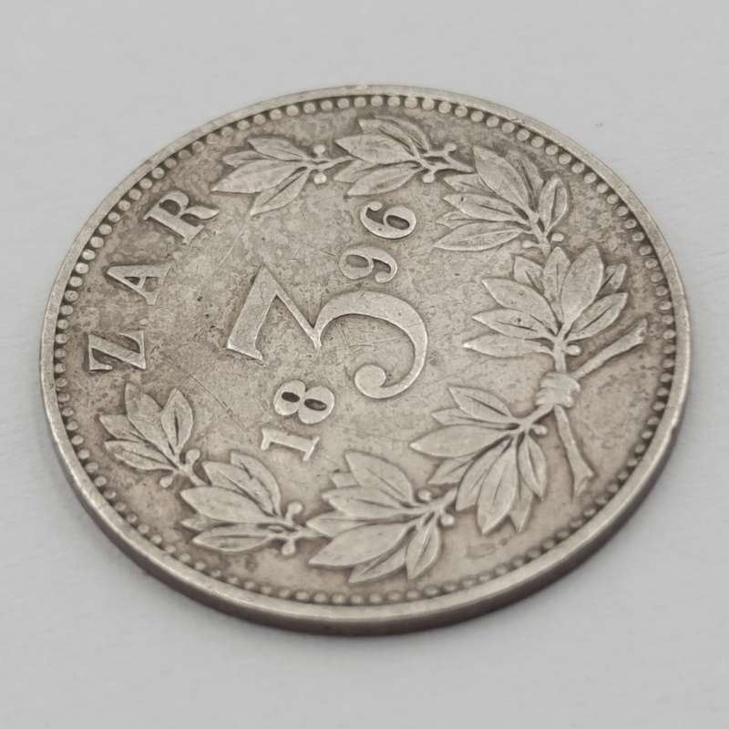 1896 ZAR Kruger silver 3d tickey XF+