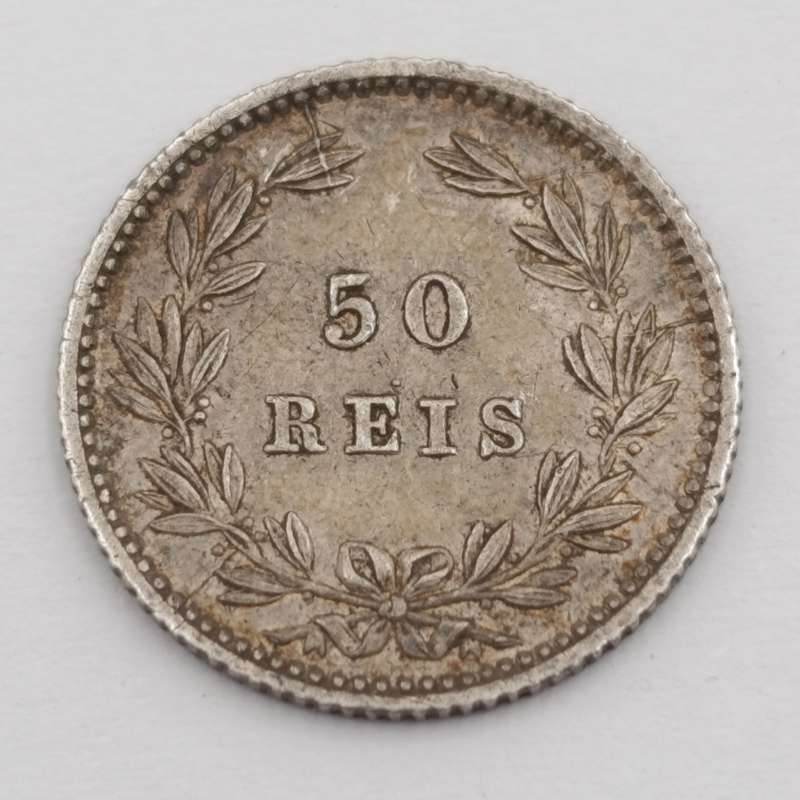 Int EUR Portugal 50 Reis 1889 XF