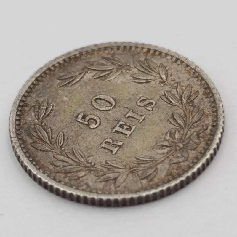 Int EUR Portugal 50 Reis 1889 XF