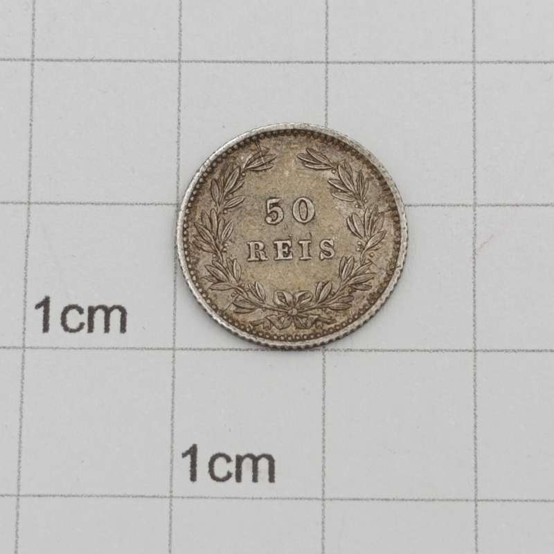 Int EUR Portugal 50 Reis 1889 XF