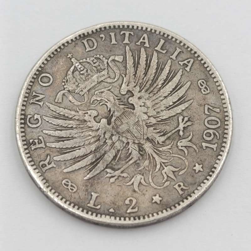 Italian silver 2 LIRA 1907 R VF