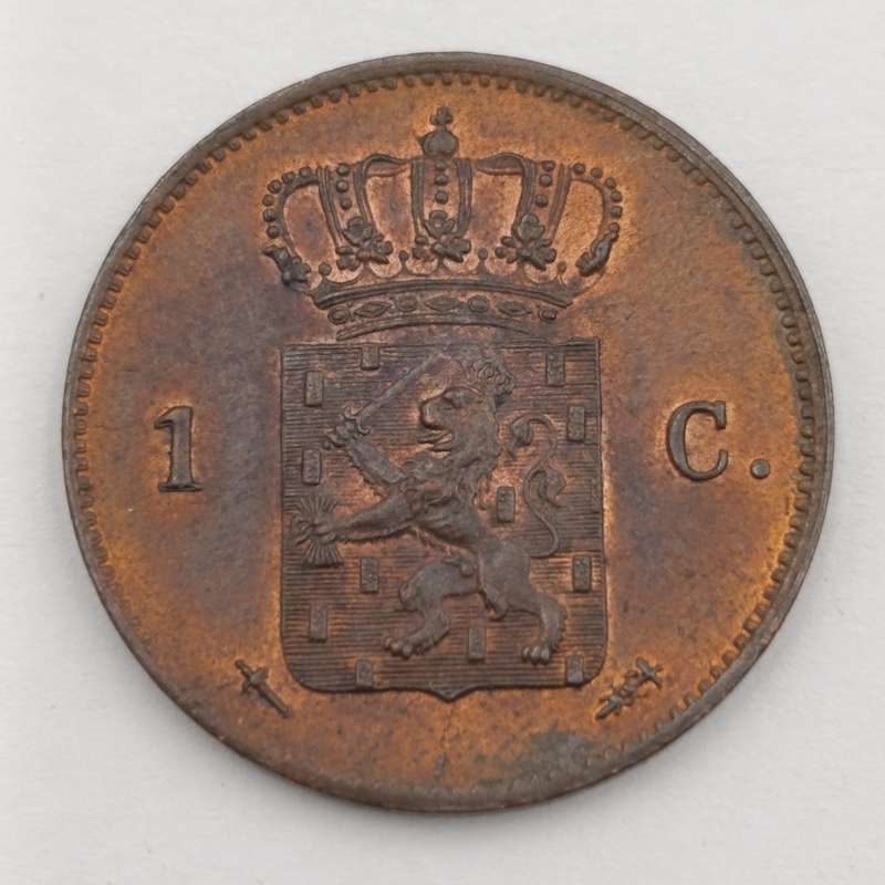 1863 Netherlands 1 cent coin - UNC