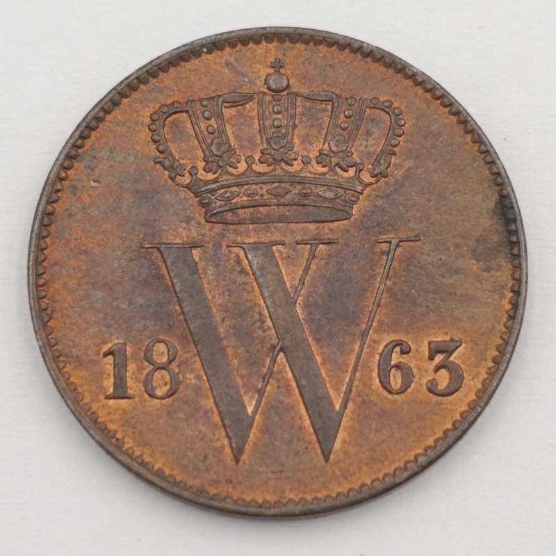 1863 Netherlands 1 cent coin - UNC