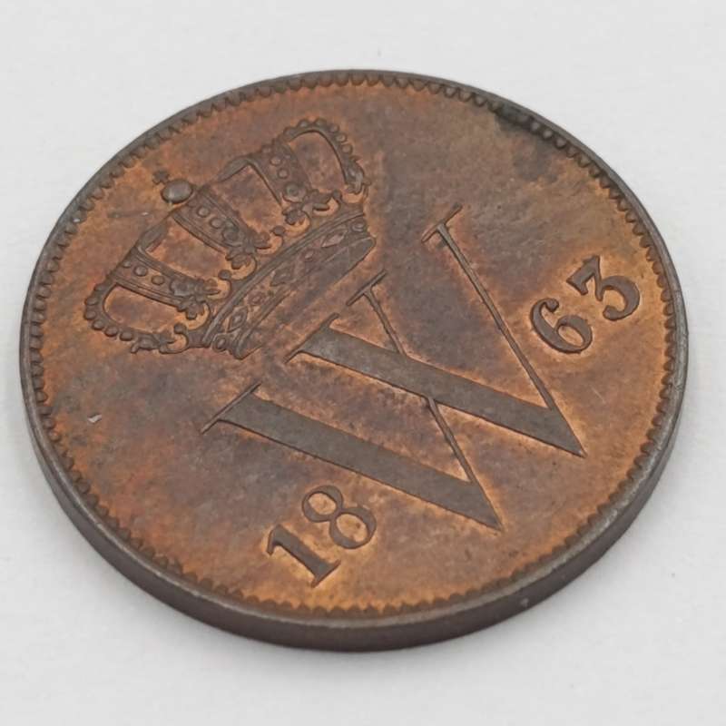 1863 Netherlands 1 cent coin - UNC