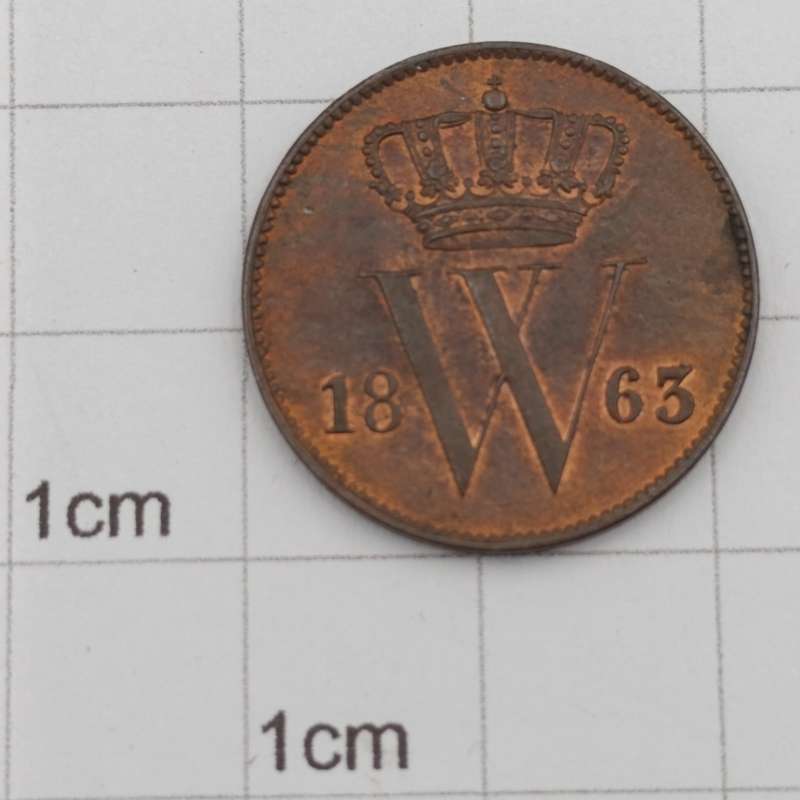 1863 Netherlands 1 cent coin - UNC