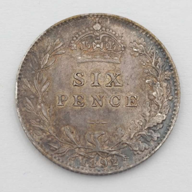 Great Britain 1892 sixpence uncirculated with dark toning
