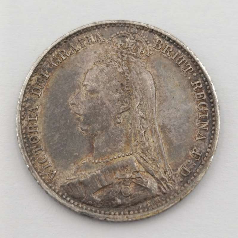 Great Britain 1892 sixpence uncirculated with dark toning
