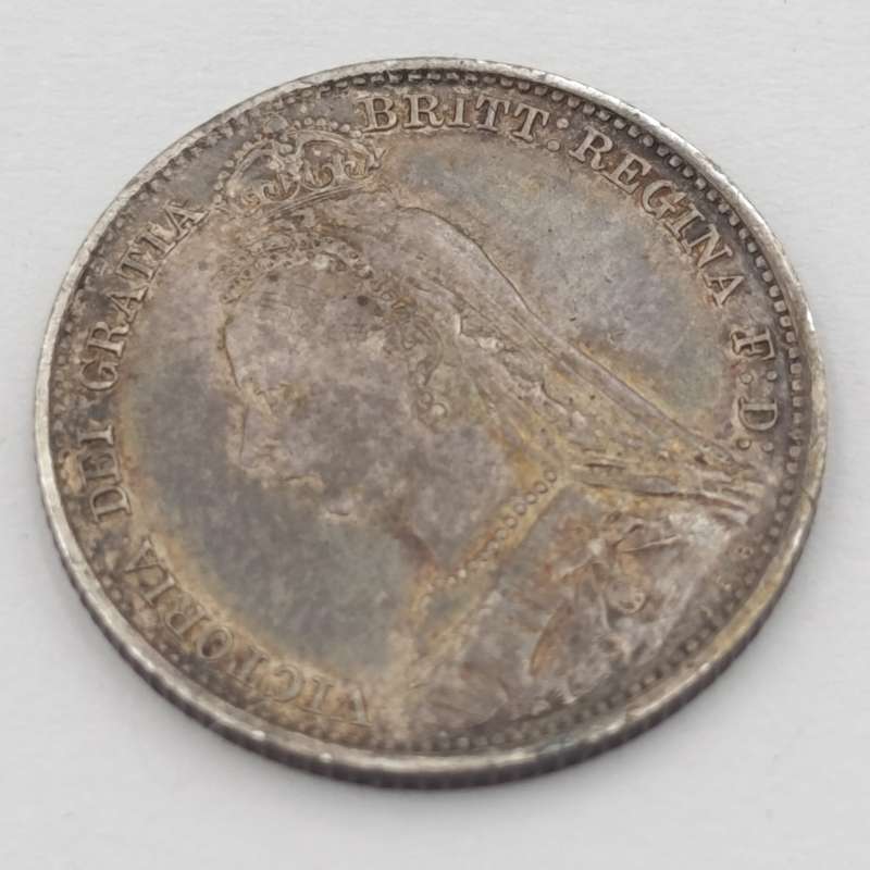 Great Britain 1892 sixpence uncirculated with dark toning