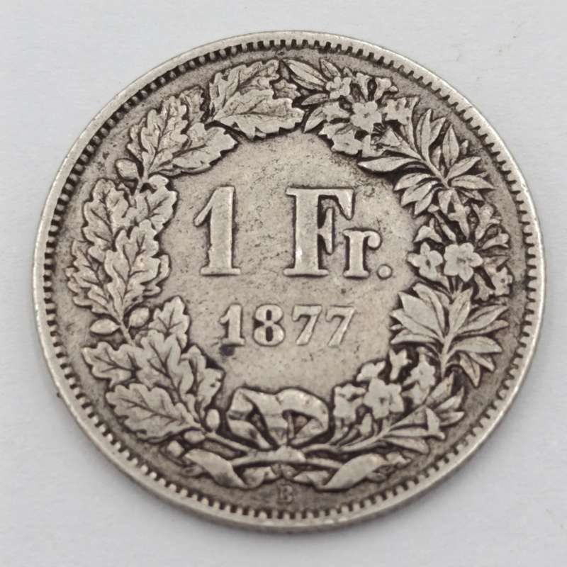 Switzerland 1877 silver 1 Franc XF