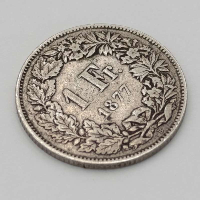 Switzerland 1877 silver 1 Franc XF