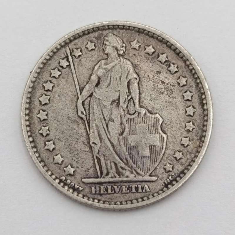 Switzerland 1877 silver 1 Franc XF