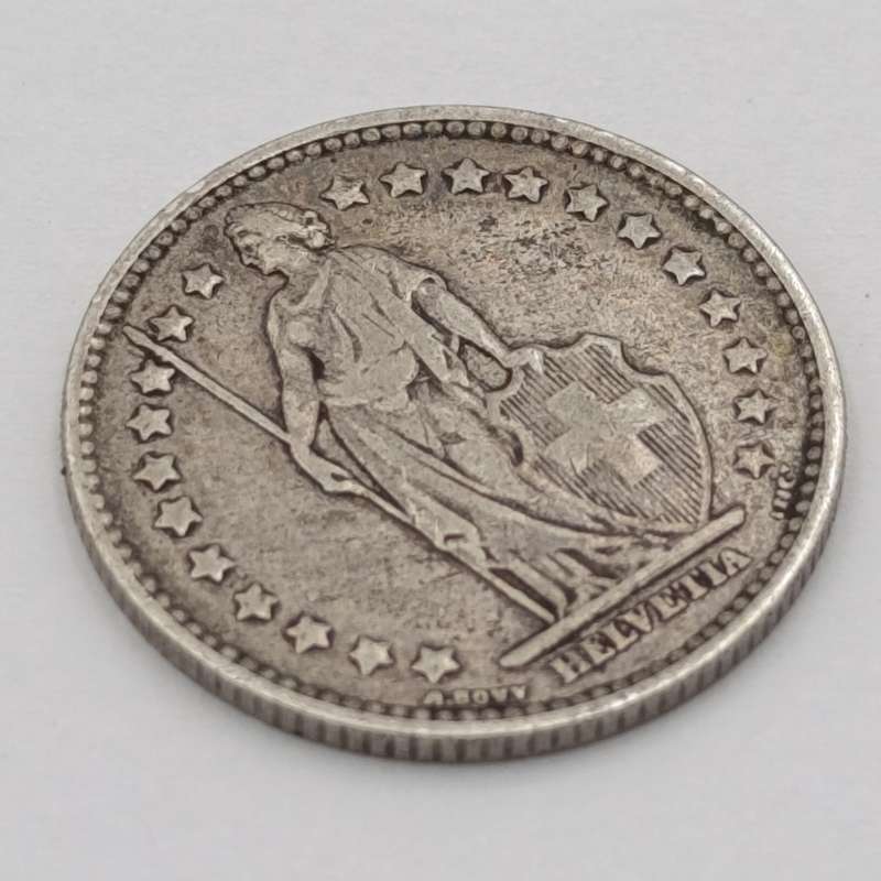 Switzerland 1877 silver 1 Franc XF