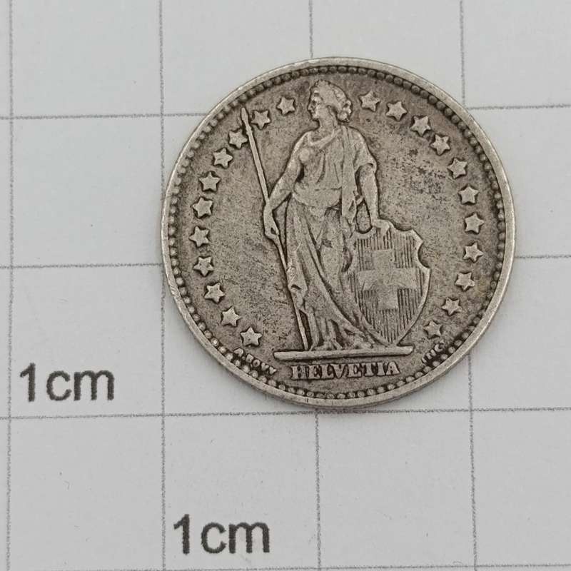 Switzerland 1877 silver 1 Franc XF