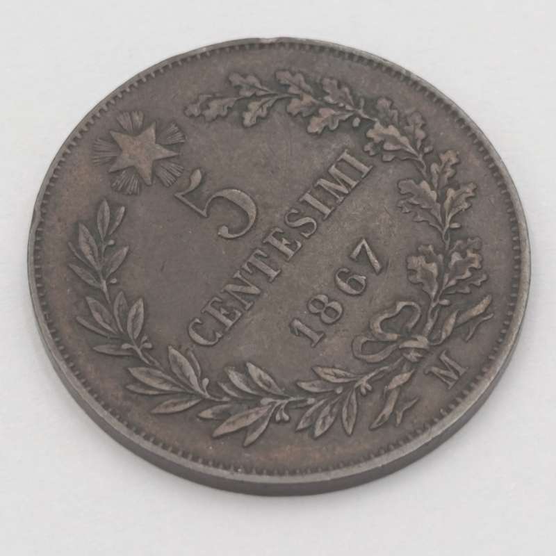 1867 Italy 5 Centesimi - XF+
