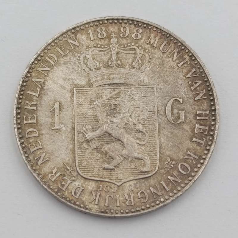 1898 Netherlands 1 Gulden - Wilhelmina - AU