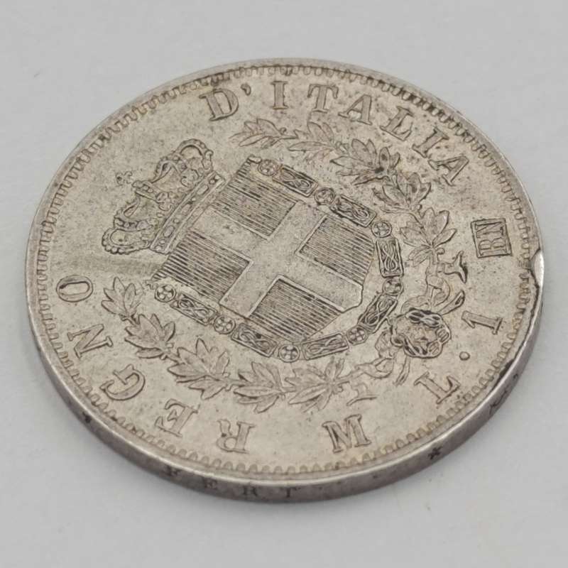 1867 Italy 1 Lire - AU+ - Silver