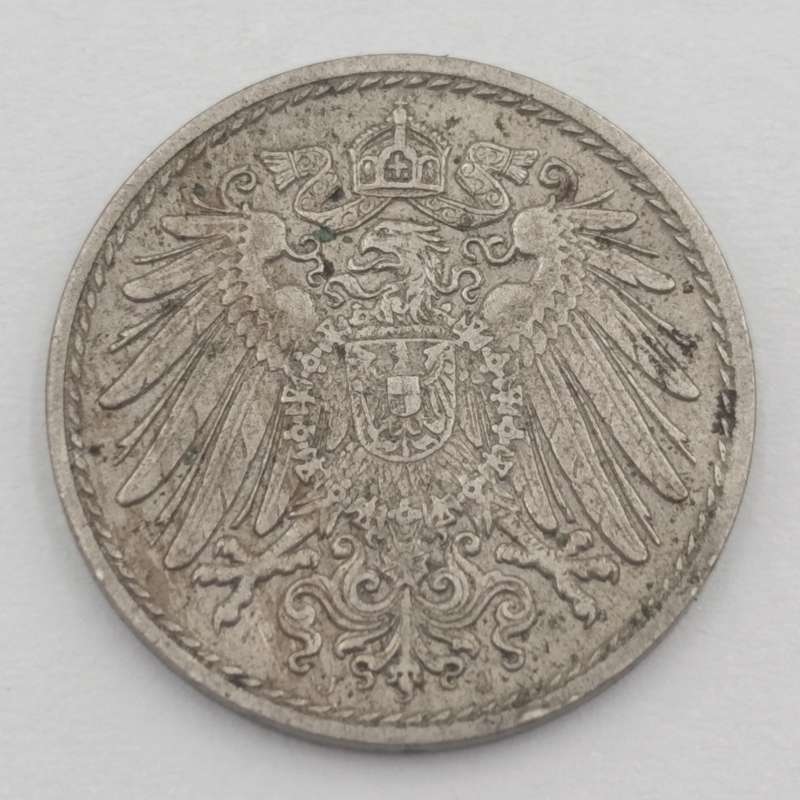 1913 German Empire 5 pfennig with J mintmark - very scarce XF+