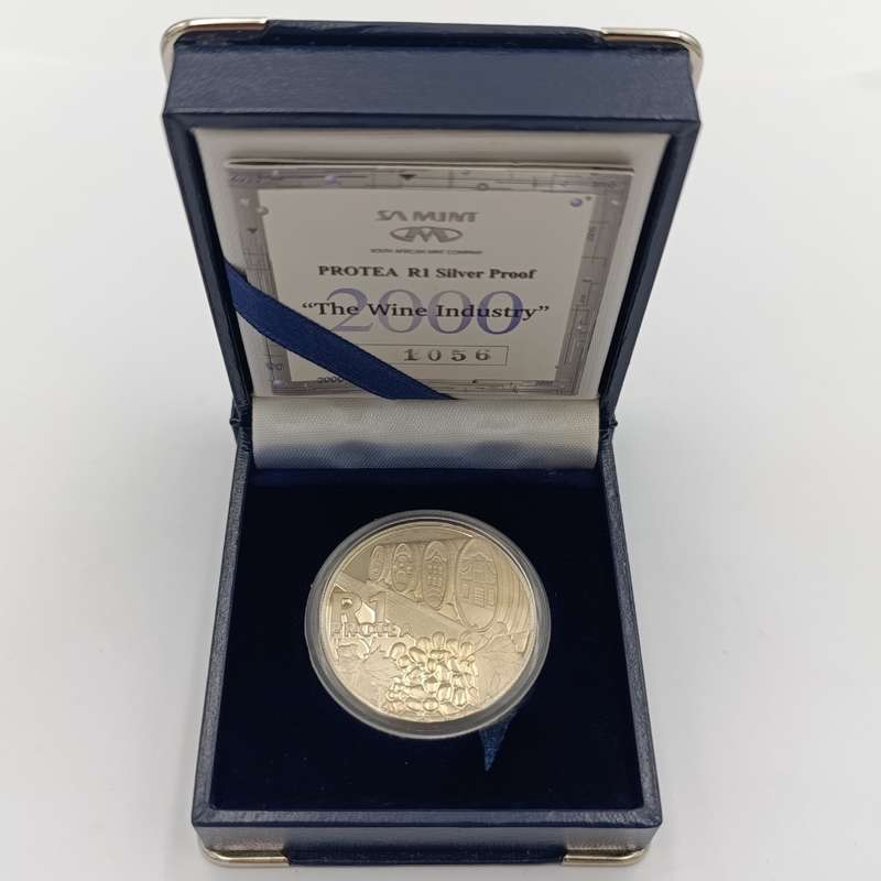 Wine Industry silver Protea R1 Proof 2000 - mintage 1519