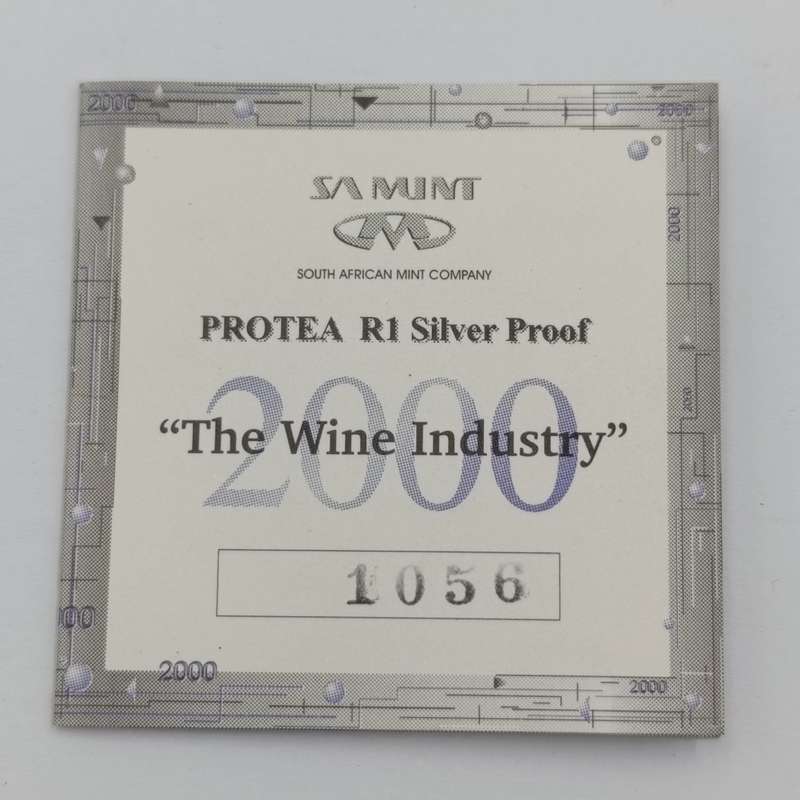 Wine Industry silver Protea R1 Proof 2000 - mintage 1519